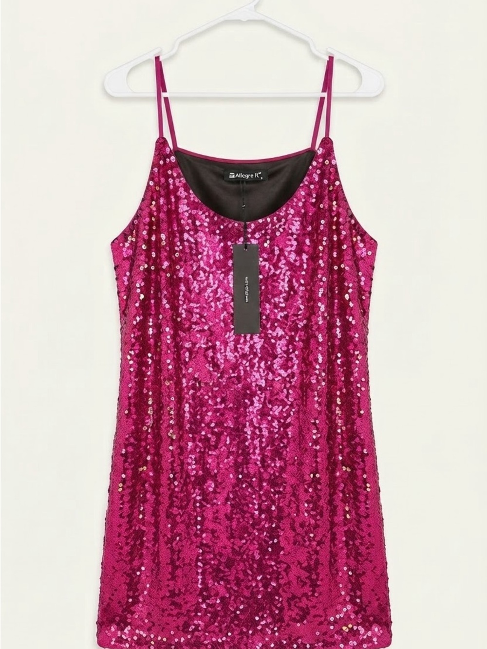 Allegra K Hot Pink Sequin Camisole Dress